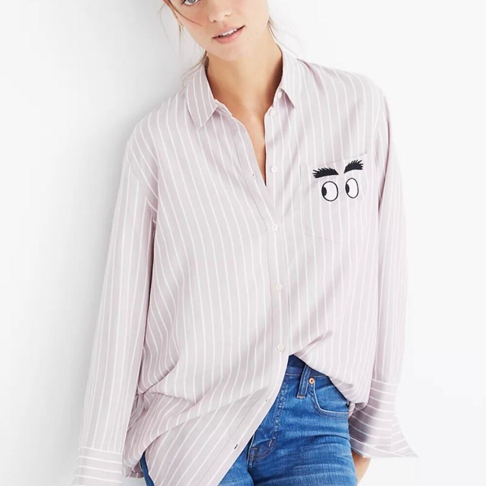 Madewell Womens Embroidered Bristol Button-Down Shirt XS
